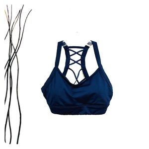 Marika Navy Blue Sports Bra Lattice Back Size S